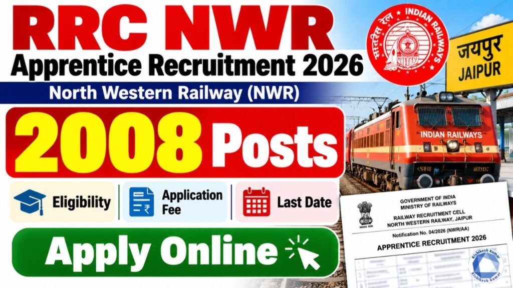 RRC NWR Apprentice Recruitment 2026: 2008 Posts, Apply Online, Eligibility, Fee & Last Date RRC NWR Apprentice Recruitment 2026