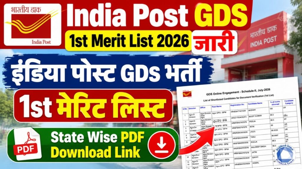 India Post GDS 1st Merit List 2026