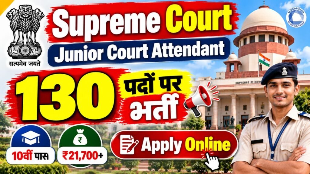 Supreme Court Junior Court Attendant Recruitment 2026: 10th Pass, Eligibility & Apply Online Supreme Court Junior Court Attendant Recruitment 2026