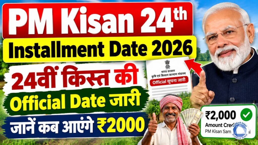 PM Kisan 24th Installment Date 2026: 24वीं किस्त की Official Date जारी, जानें कब आएंगे ₹2000 PM Kisan 24th Installment Date
