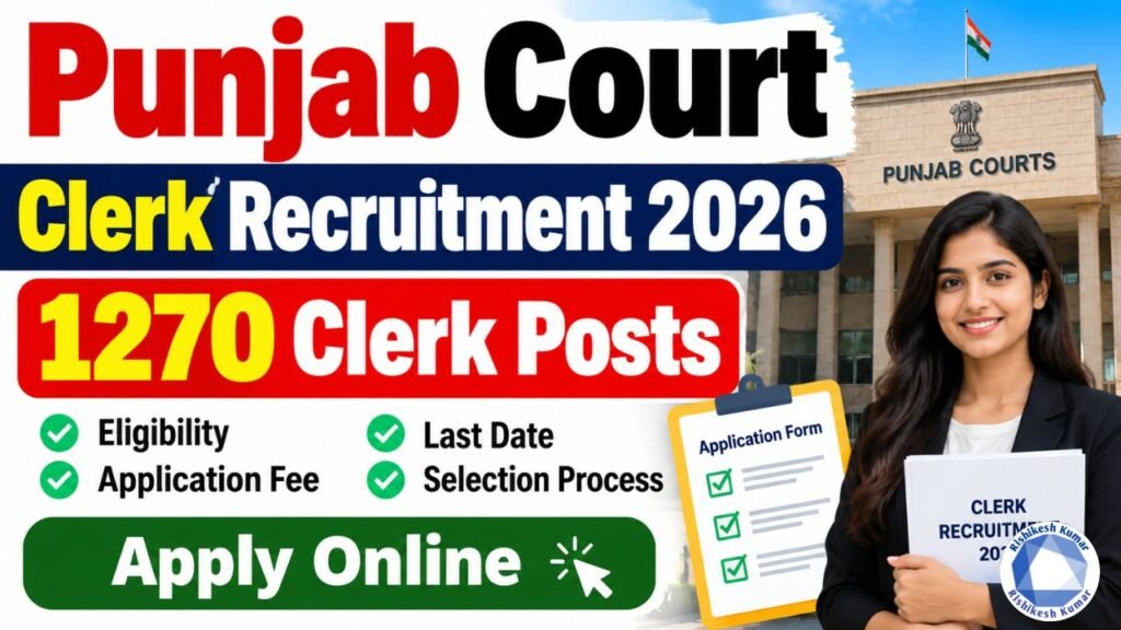 Punjab Court Clerk Recruitment 2026: 1270 Clerk Posts, Apply Online, Eligibility, Application Fee & Last Date Punjab Court Clerk Recruitment 2026